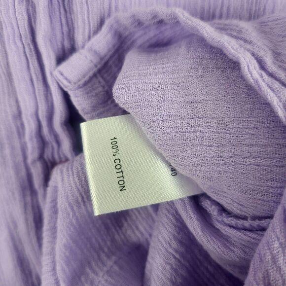 Sergenti Button Front Top XL Womens Purple Long Roll Tab Sleeve 100% Cotton - Picture 8 of 13